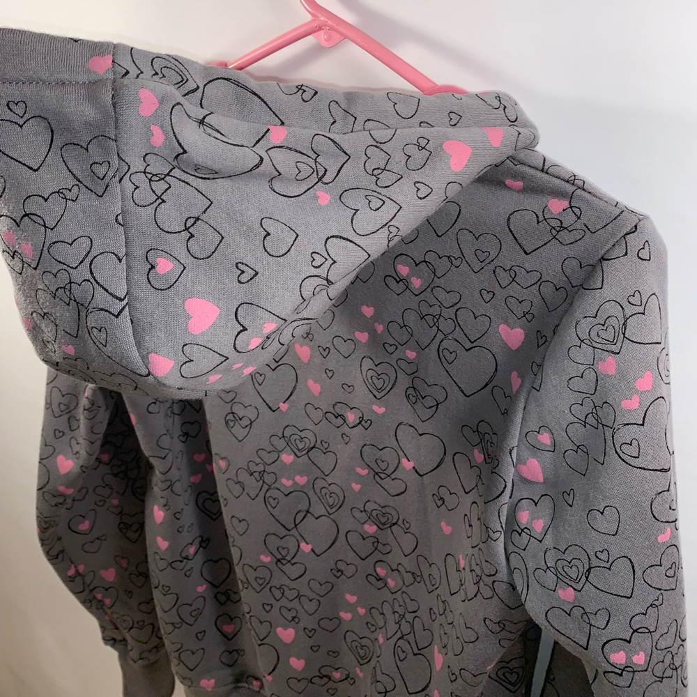 Woman’s Heart Hoodie Grey Pink Size Small S